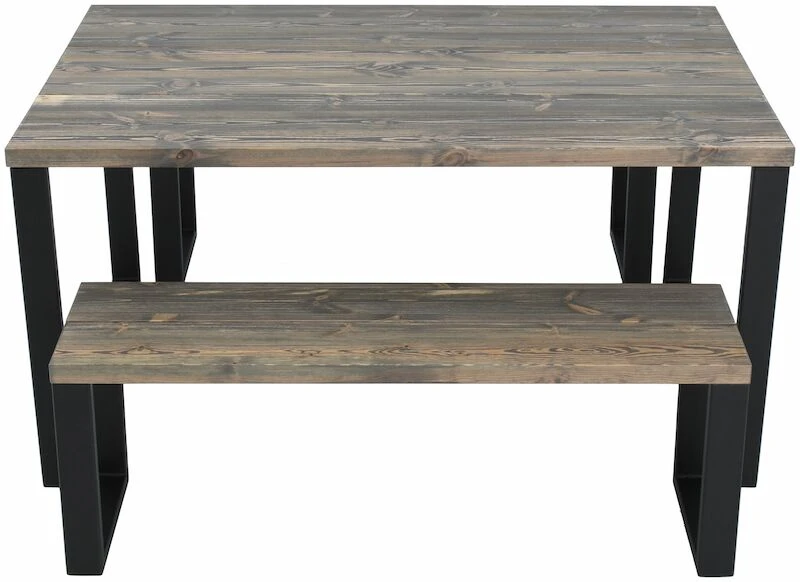 Ruska Ruokailuryhmä Penkeillä 150x100 Cm Savunharmaa/musta 2 Ruska Ruokailuryhmä Penkeillä 150x100 Cm Savunharmaa/musta - Image 2