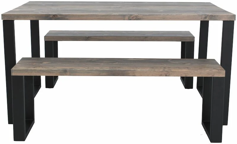 Ruska Ruokailuryhmä Penkeillä 150x100 Cm Savunharmaa/musta 4 Ruska Ruokailuryhmä Penkeillä 150x100 Cm Savunharmaa/musta - Image 4