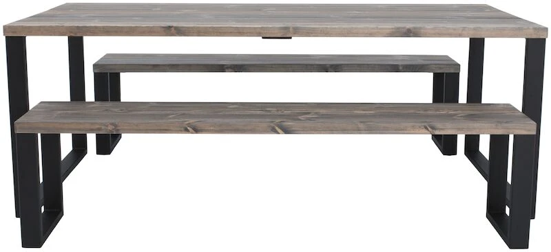 Ruska Ruokailuryhmä Penkeillä 200x100 Cm Savunharmaa/musta 4 Ruska Ruokailuryhmä Penkeillä 200x100 Cm Savunharmaa/musta - Image 4