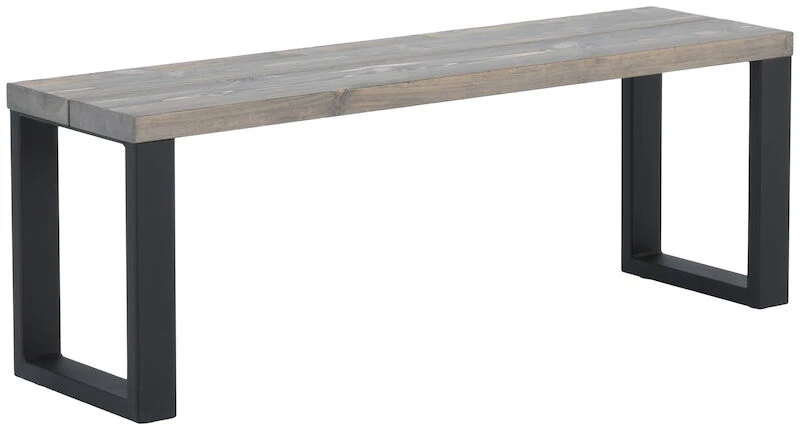 Ruska Penkki 35x126 Cm Harjattu Ja Lakattu Mänty Savunharmaa/musta Metalli 3 Ruska Penkki 35x126 Cm Harjattu Ja Lakattu Mänty Savunharmaa/musta Metalli - Image 3