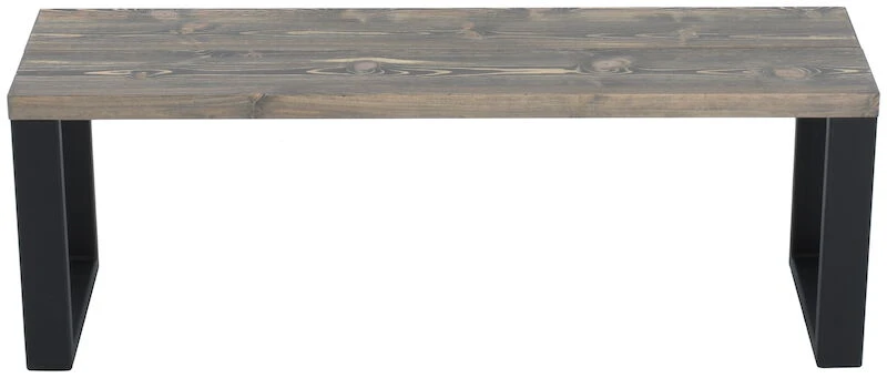 Ruska Penkki 35x126 Cm Harjattu Ja Lakattu Mänty Savunharmaa/musta Metalli 1 Ruska Penkki 35x126 Cm Harjattu Ja Lakattu Mänty Savunharmaa/musta Metalli