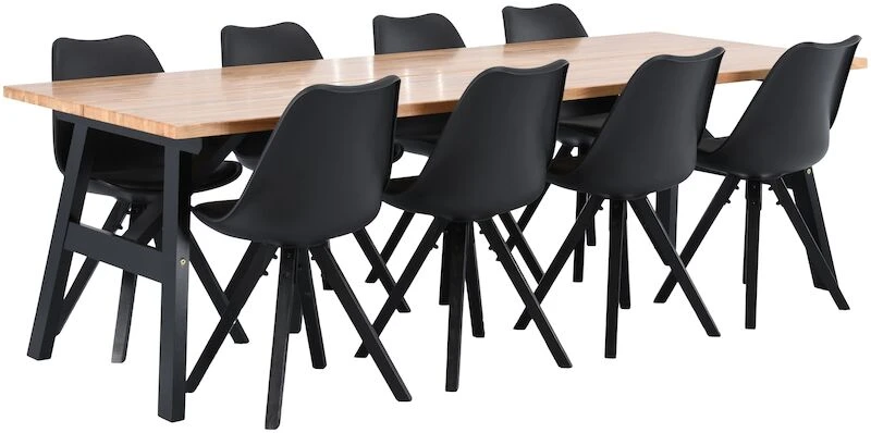 Tuohi-Bergen 8-hengen Ruokailuryhmä Musta/lakattu Tammi 2 Tuohi-Bergen 8-hengen Ruokailuryhmä Musta/lakattu Tammi - Image 2