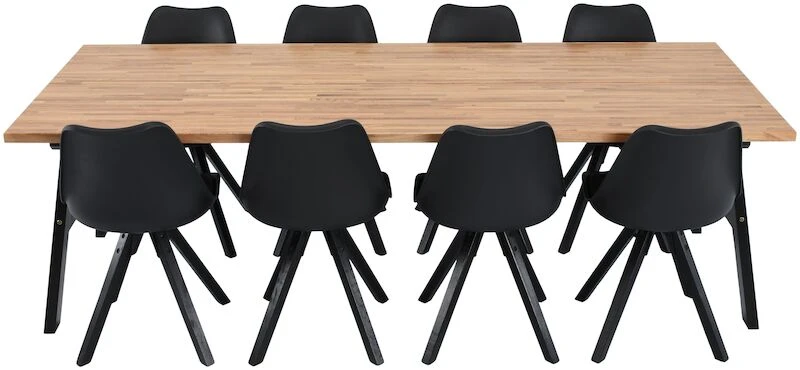 Tuohi-Bergen 8-hengen Ruokailuryhmä Musta/lakattu Tammi 3 Tuohi-Bergen 8-hengen Ruokailuryhmä Musta/lakattu Tammi - Image 3
