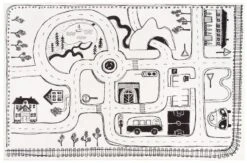 4Living Liikennematto 100x150 Cm Mustavalkoinen