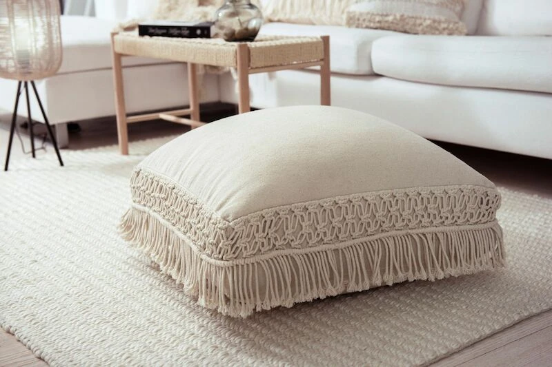 Fanni K Macrame Lattiatyyny 60x60 Cm Luonnonvalkoinen 6 Fanni K Macrame Lattiatyyny 60x60 Cm Luonnonvalkoinen - Image 6