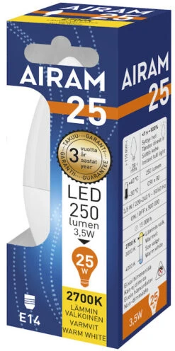 Airam Led-kynttilälamppu E14 3 W C35 827 250lm OP
