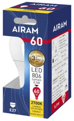 Airam Led-lamppu E27 8,5 W/827 A60 806lm OP