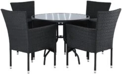 Cafe-Asta Pyöreä 4-hengen Ruokailuryhmä Musta