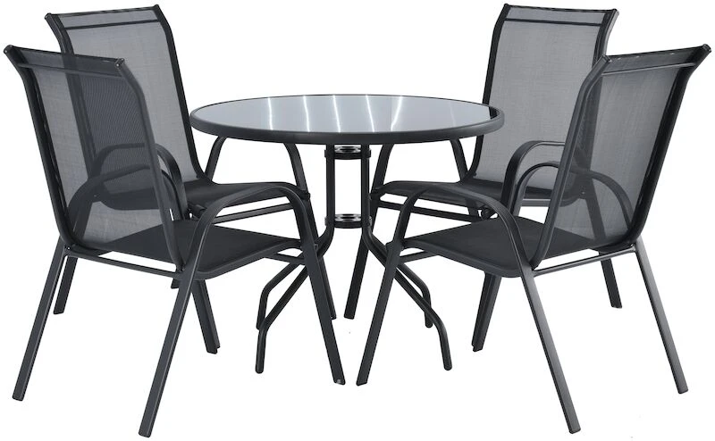 Cafe-Feel Textline Pyöreä 4-hengen Ruokailuryhmä Musta 1 Cafe-Feel Textline Pyöreä 4-hengen Ruokailuryhmä Musta
