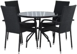 Cafe-Puro Pyöreä 4-hengen Ruokailuryhmä Musta