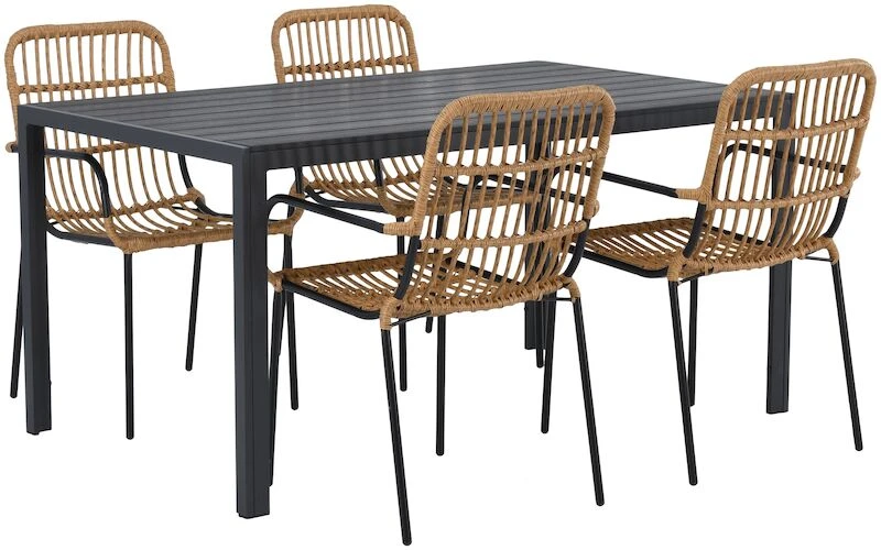 Noah-Oldie 4-hengen Ruokailuryhmä Luonnonväri/musta 3 Noah-Oldie 4-hengen Ruokailuryhmä Luonnonväri/musta - Image 3