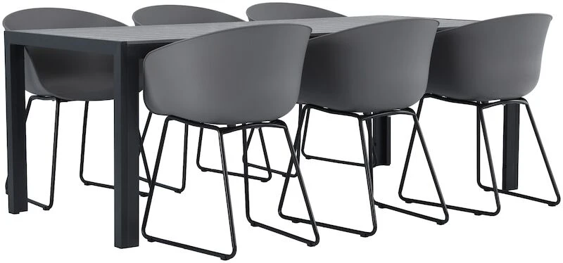 Saarni-Seattle 6-hengen Ruokailuryhmä Käsinojilla, Harmaa 3 Saarni-Seattle 6-hengen Ruokailuryhmä Käsinojilla, Harmaa - Image 3