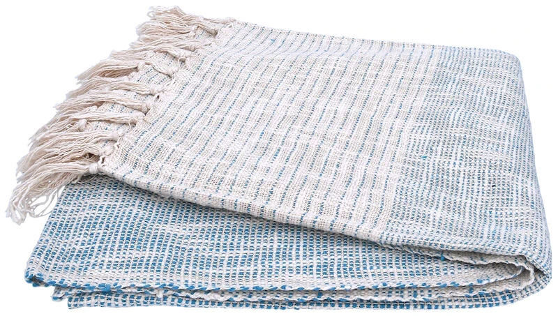 Siksak Raita Torkkupeitto 125x150 Cm Luonnonväri/sininen 2 Siksak Raita Torkkupeitto 125x150 Cm Luonnonväri/sininen - Image 2