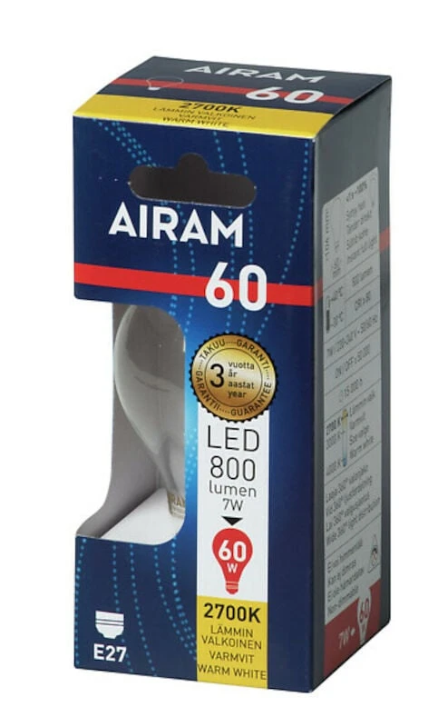 Airam Led-lamppu A60 827 806lm E27 FIL 2 Airam Led-lamppu A60 827 806lm E27 FIL - Image 2