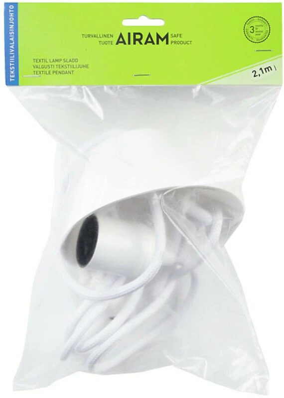 Airam Kattovalaisimen Tekstiili Johtosarja 2,1 M Valkoinen 3 Airam Kattovalaisimen Tekstiili Johtosarja 2,1 M Valkoinen - Image 3