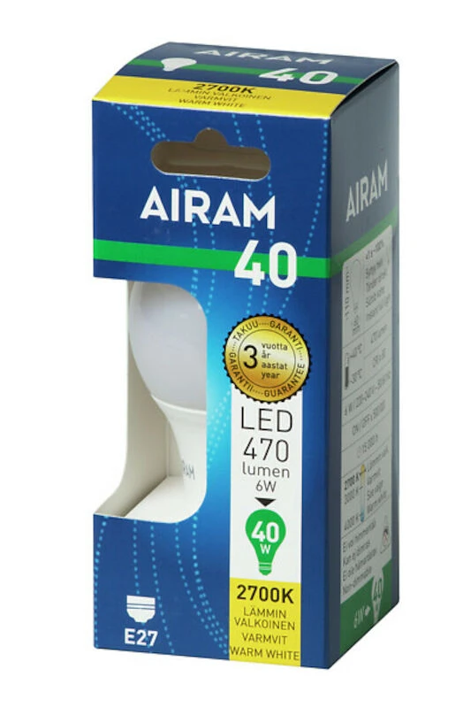 Airam Led-lamppu A60 827 470lm E27 OP 2 Airam Led-lamppu A60 827 470lm E27 OP - Image 2