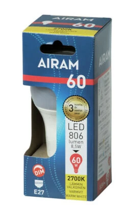 Airam Led-lamppu A60 827 806lm E27 DIM OP -Yleinen Kotikauppa Airam led lamppu 4713766 1