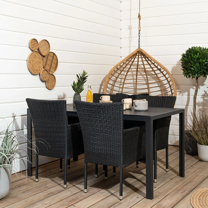 House Nordic Asta 4-hengen Ruokailuryhmä Musta/luonnonväri 2 House Nordic Asta 4-hengen Ruokailuryhmä Musta/luonnonväri - Image 2