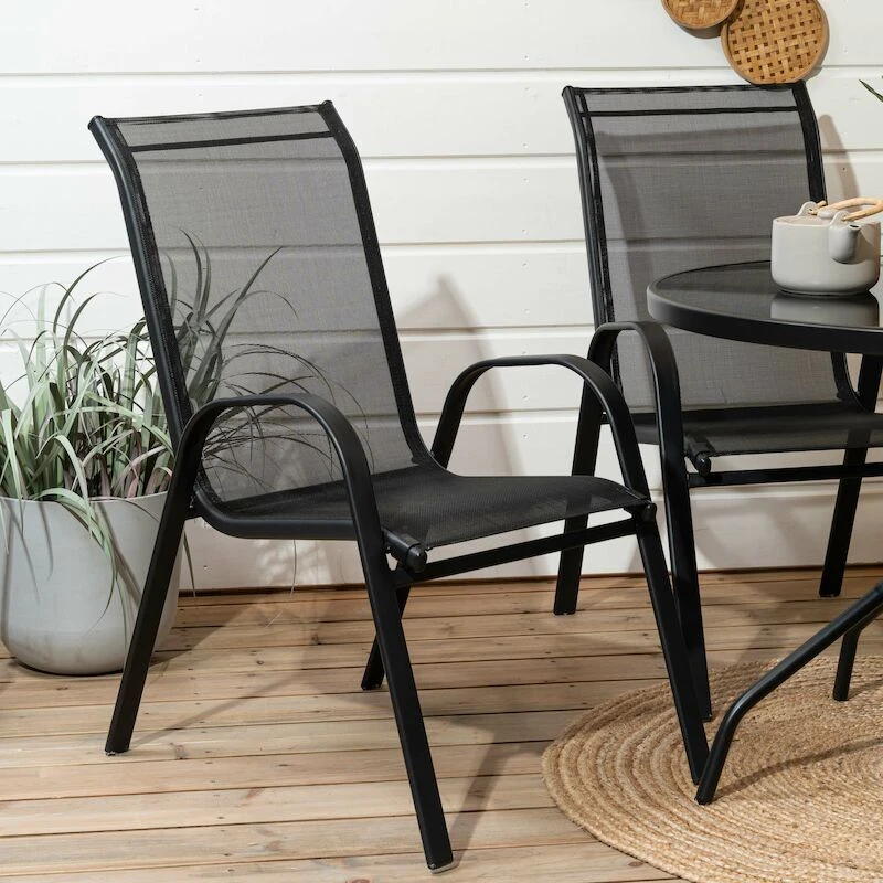 Cafe-Feel Textline Pyöreä 4-hengen Ruokailuryhmä Musta 2 Cafe-Feel Textline Pyöreä 4-hengen Ruokailuryhmä Musta - Image 2