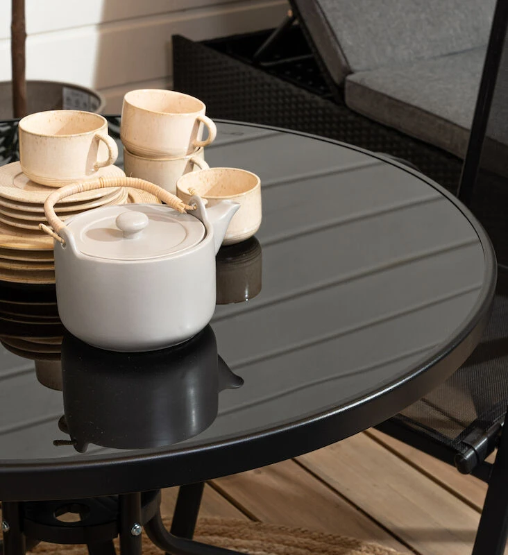 Cafe-Feel Textline Pyöreä 4-hengen Ruokailuryhmä Musta 4 Cafe-Feel Textline Pyöreä 4-hengen Ruokailuryhmä Musta - Image 4