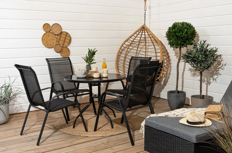 Cafe-Feel Textline Pyöreä 4-hengen Ruokailuryhmä Musta 3 Cafe-Feel Textline Pyöreä 4-hengen Ruokailuryhmä Musta - Image 3