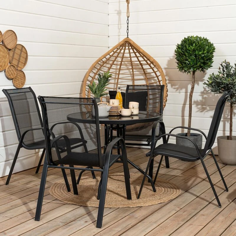 Cafe-Feel Textline Pyöreä 4-hengen Ruokailuryhmä Musta 5 Cafe-Feel Textline Pyöreä 4-hengen Ruokailuryhmä Musta - Image 5