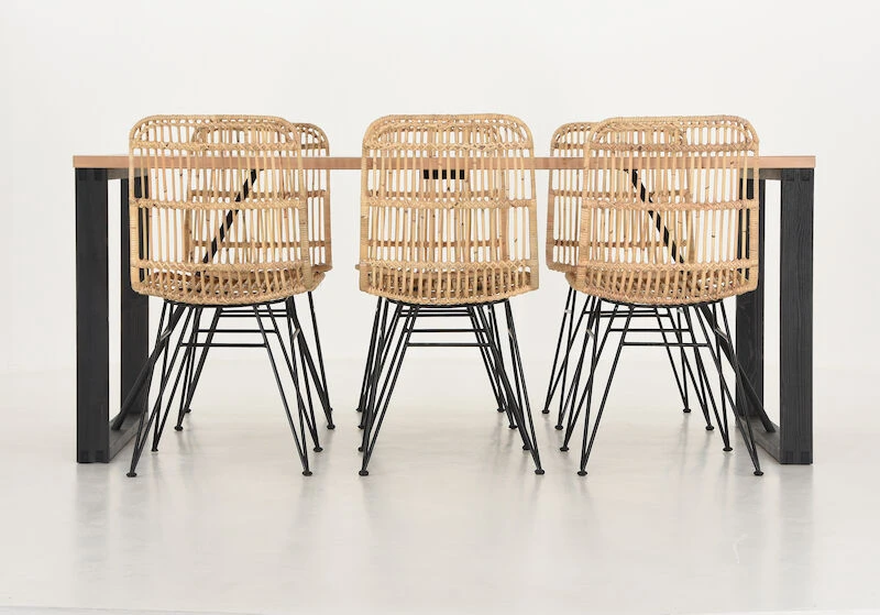 Honka-Pyry 6-hengen Ruokailuryhmä Metallijaloilla Antiikkipetsattu-luonnonväri 4 Honka-Pyry 6-hengen Ruokailuryhmä Metallijaloilla Antiikkipetsattu-luonnonväri - Image 4