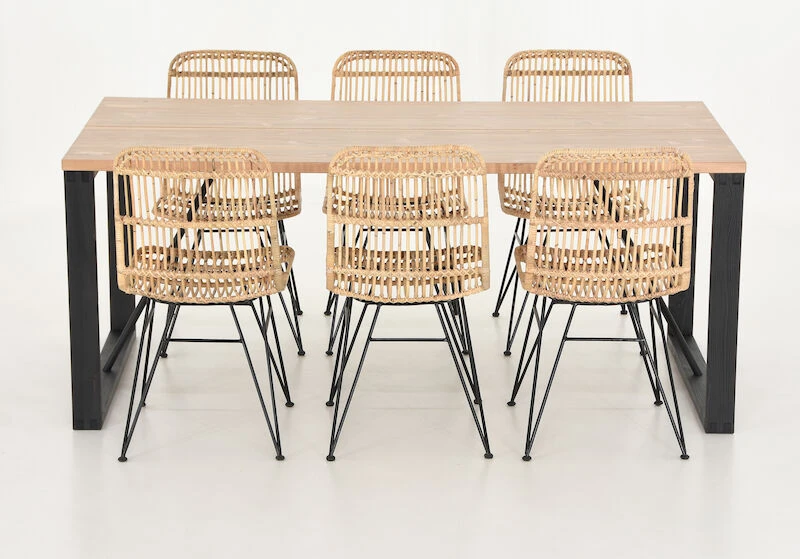 Honka-Pyry 6-hengen Ruokailuryhmä Metallijaloilla Antiikkipetsattu-luonnonväri 3 Honka-Pyry 6-hengen Ruokailuryhmä Metallijaloilla Antiikkipetsattu-luonnonväri - Image 3