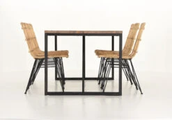 Honka-Pyry 6-hengen Ruokailuryhmä Metallijaloilla Antiikkipetsattu-luonnonväri