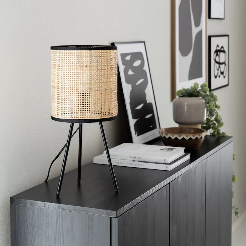 Kerä Rottinkipöytävalaisin Luonnonväri/musta 3 Kerä Rottinkipöytävalaisin Luonnonväri/musta - Image 3