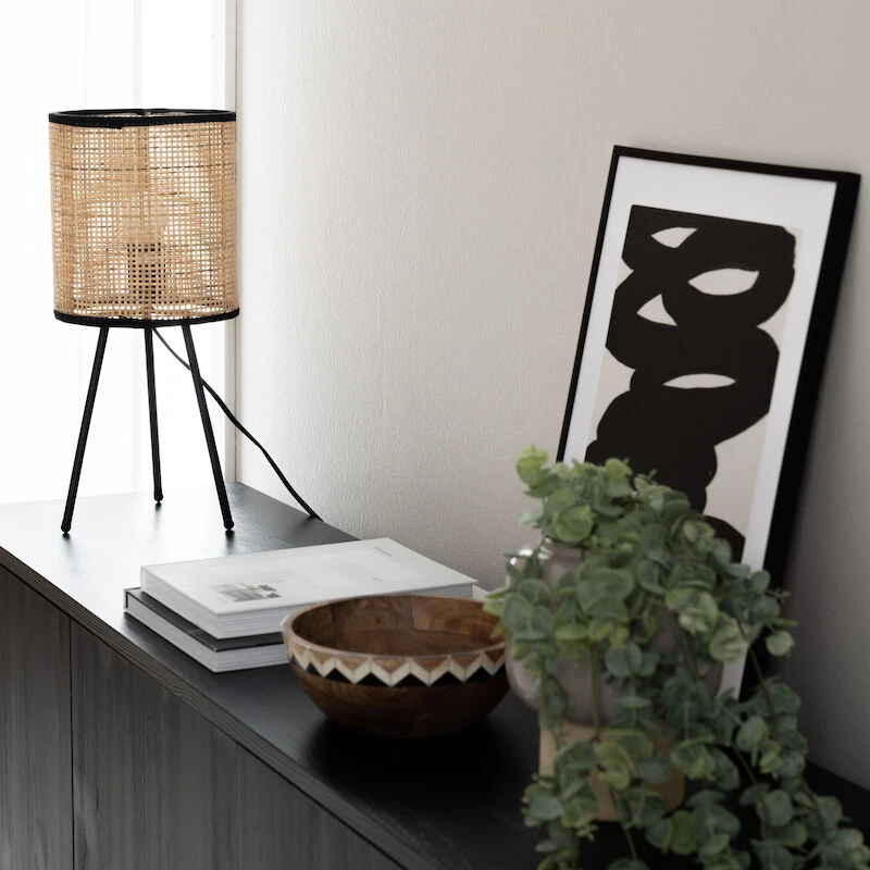 Kerä Rottinkipöytävalaisin Luonnonväri/musta 1 Kerä Rottinkipöytävalaisin Luonnonväri/musta