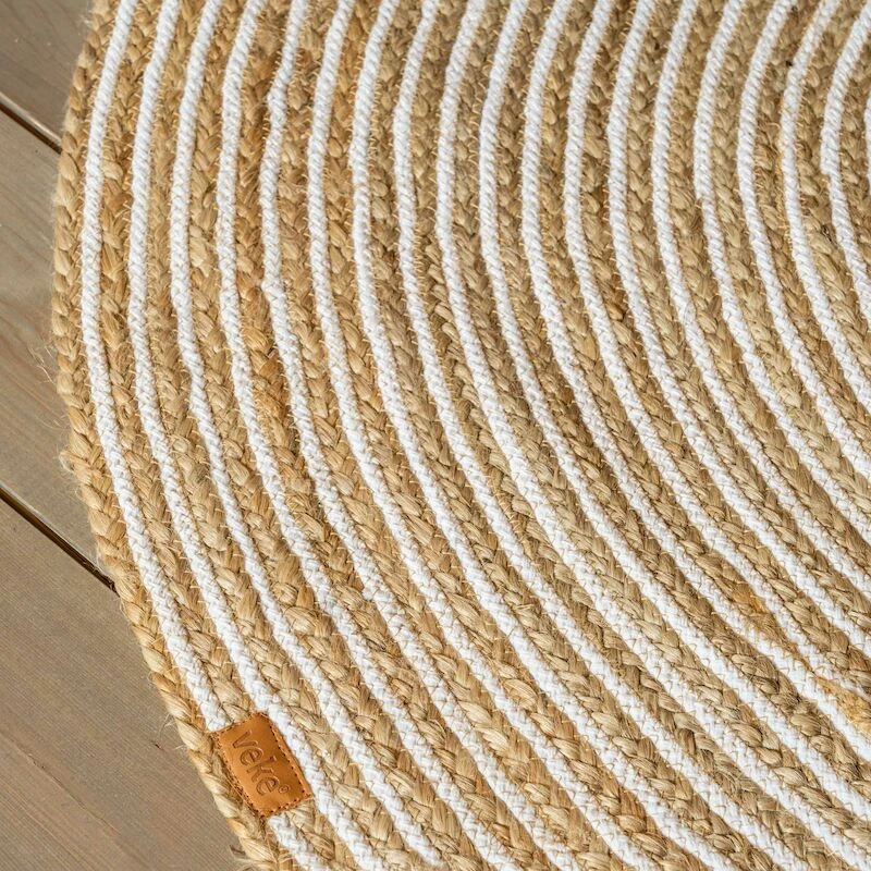 Kieppi Pyöreä Matto Ø90 Cm Luonnonväri/valkoinen 3 Kieppi Pyöreä Matto Ø90 Cm Luonnonväri/valkoinen - Image 3