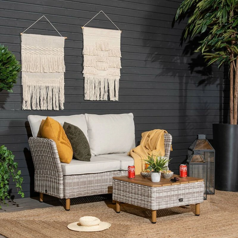 Lehdokki 2-istuttava Sohva Greige/luonnonvalkoinen 1 Lehdokki 2-istuttava Sohva Greige/luonnonvalkoinen