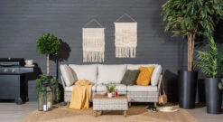 Lehdokki 3-istuttava Sohva Greige/luonnonvalkoinen