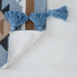 Lenni Puuvillamatto 200x290 Cm Sini/valkoinen