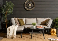 Loviisa Divaanisohva Ja Sohvapöytä Musta/vaaleanharmaa