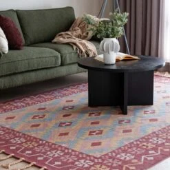 Milja Puuvillamatto 140x200 Cm Puna/turkoosi