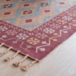 Milja Puuvillamatto 140x200 Cm Puna/turkoosi 9 Milja Puuvillamatto 140x200 Cm Puna/turkoosi -Yleinen Kotikauppa Milja puuvillamatto miljoossa web 7