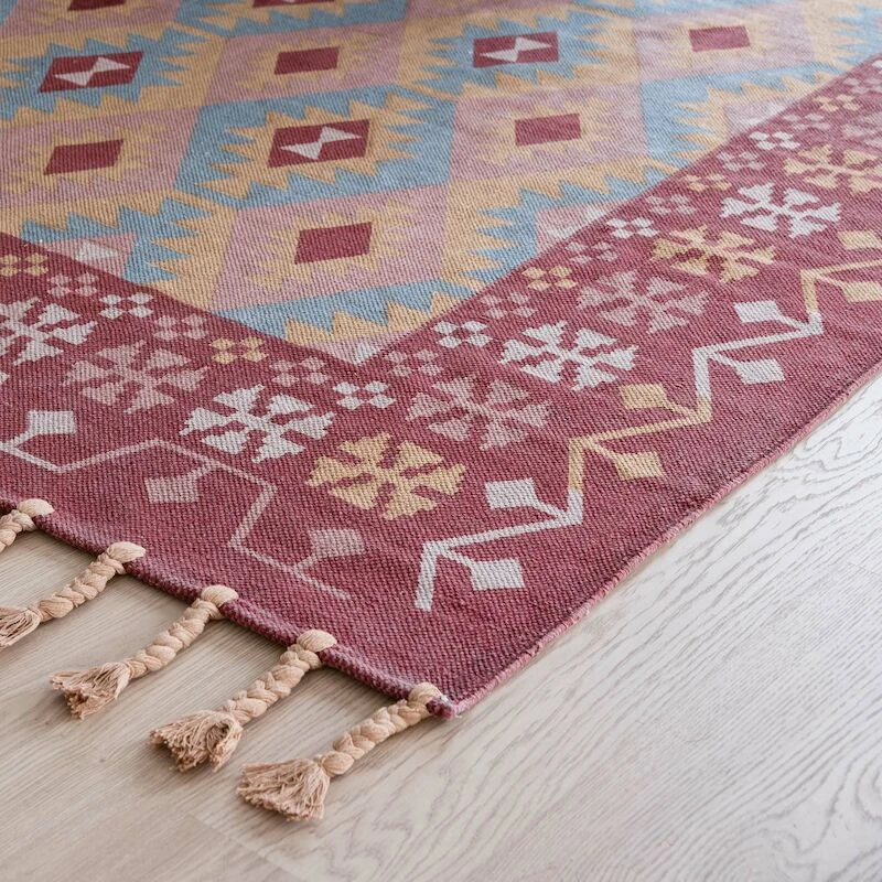 Milja Puuvillamatto 140x200 Cm Puna/turkoosi 4 Milja Puuvillamatto 140x200 Cm Puna/turkoosi - Image 4