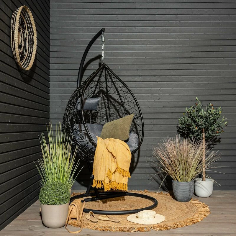 Pallo Riippukeinu Ja Teline Musta/harmaa Pehmuste 4 Pallo Riippukeinu Ja Teline Musta/harmaa Pehmuste - Image 4