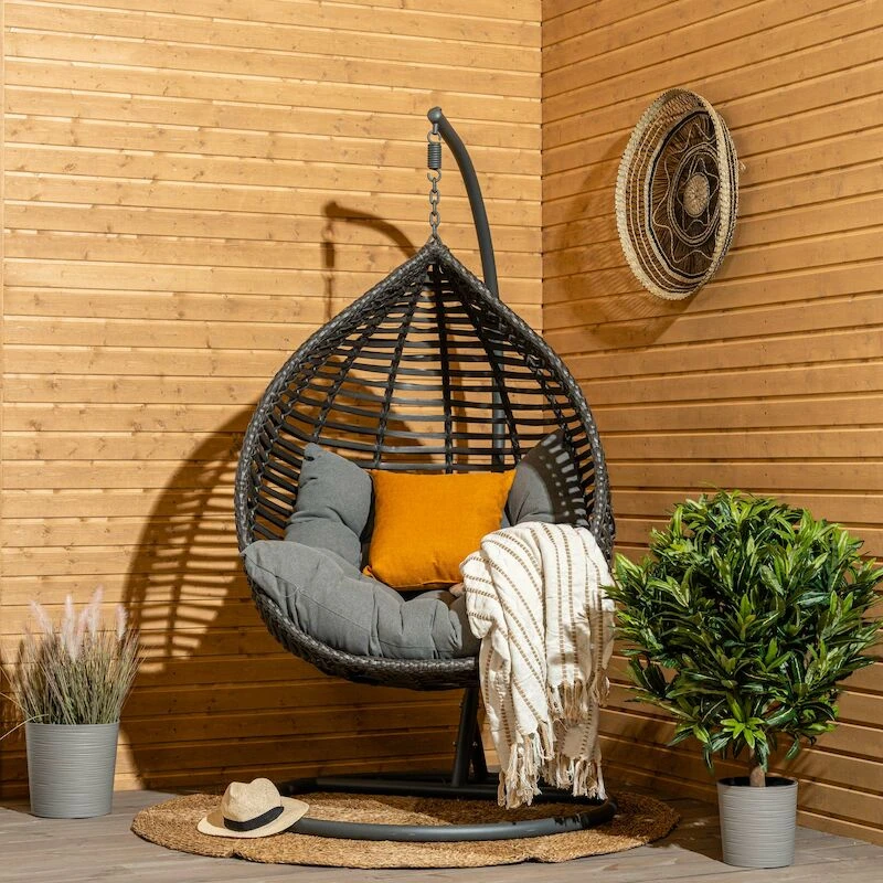 Pisara Riippukeinu Jalustalla Harmaa Polyrottinki/teräs 5 Pisara Riippukeinu Jalustalla Harmaa Polyrottinki/teräs - Image 5