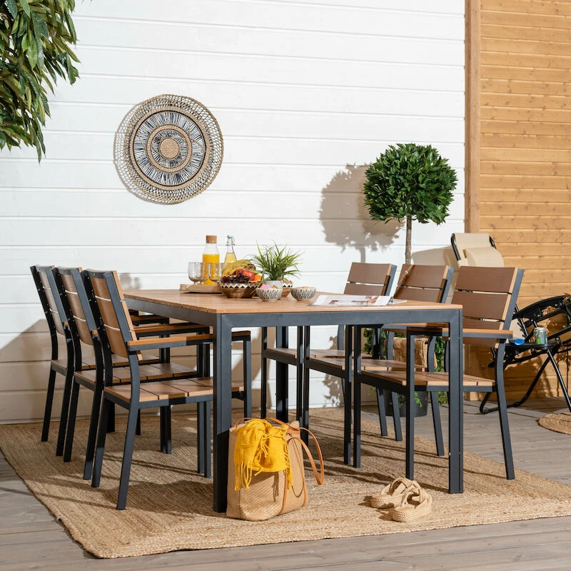 Saari Aintwood 6-hengen Ruokailuryhmä Ruskea/musta 6 Saari Aintwood 6-hengen Ruokailuryhmä Ruskea/musta - Image 6