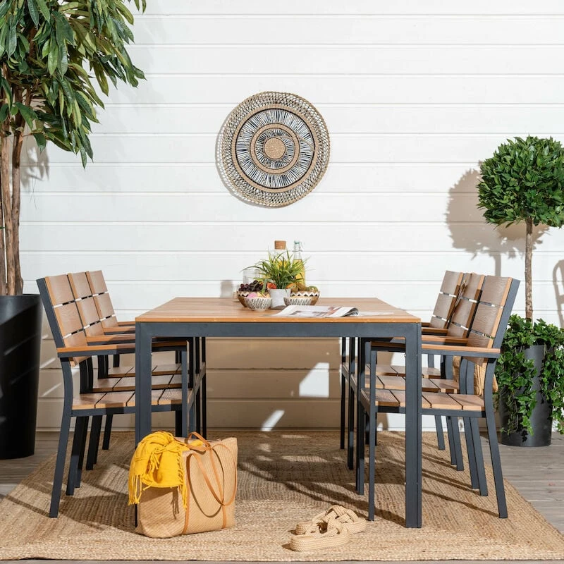 Saari Aintwood 6-hengen Ruokailuryhmä Ruskea/musta 2 Saari Aintwood 6-hengen Ruokailuryhmä Ruskea/musta - Image 2