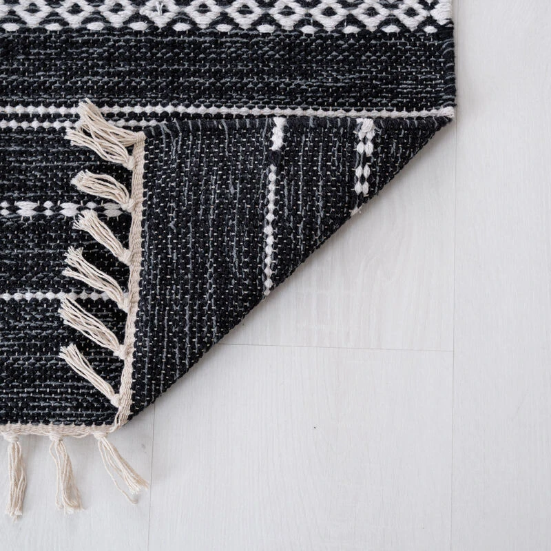 Senja Puuvillamatto 80x200 Cm Musta 2 Senja Puuvillamatto 80x200 Cm Musta - Image 2