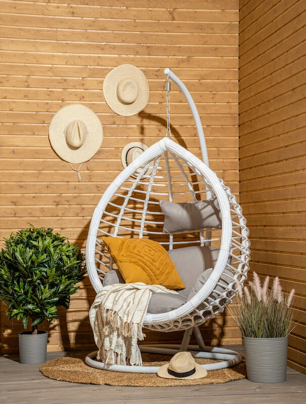 String Riippukeinu Ja Teline Valkoinen/ Harmaat Pehmusteet 2 String Riippukeinu Ja Teline Valkoinen/ Harmaat Pehmusteet - Image 2