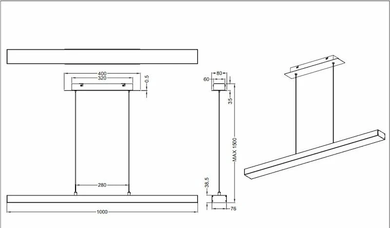 Trio Agano LED Riippuvalaisin Mattamusta 2 Trio Agano LED Riippuvalaisin Mattamusta - Image 2