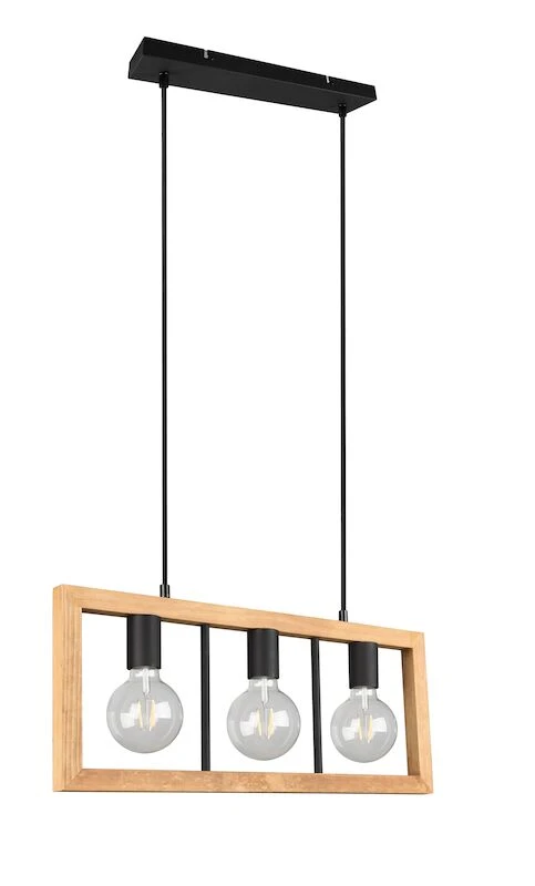 Trio Agra Riippuvalaisin 3-os. E27 Mattamusta/puu 6 Trio Agra Riippuvalaisin 3-os. E27 Mattamusta/puu - Image 6