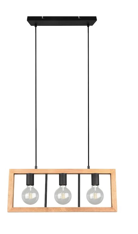 Trio Agra Riippuvalaisin 3-os. E27 Mattamusta/puu 2 Trio Agra Riippuvalaisin 3-os. E27 Mattamusta/puu - Image 2