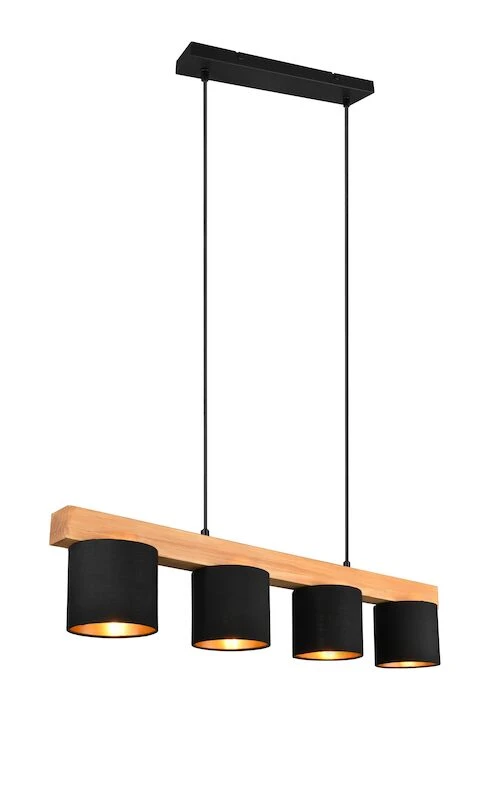 Trio Cameron Riippuvalaisin 4-os. E14 Musta/puu 1 Trio Cameron Riippuvalaisin 4-os. E14 Musta/puu