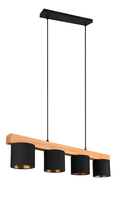 Trio Cameron Riippuvalaisin 4-os. E14 Musta/puu 2 Trio Cameron Riippuvalaisin 4-os. E14 Musta/puu - Image 2